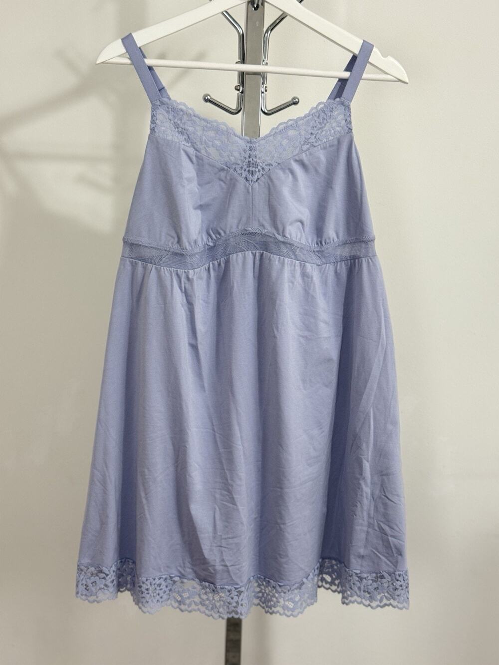 UNDERSTANCE Womens Size S Blue Lavender Lace Trimmed Chemise Sleepwear Nightgown
